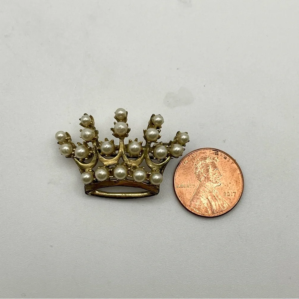 DeRosa Regal Crown Brooch Gold and Pearls Vintage Collectible - Picture 8 of 13